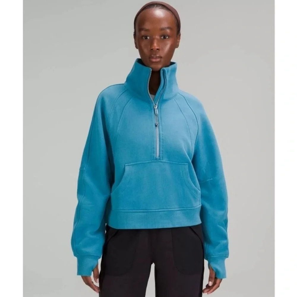 Lululemon Scuba Oversized Funnel Neck Half Zip Turquoise